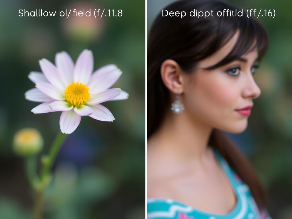 Perbandingan foto dengan kedalaman bidang berbeda: f/1.8 vs f/16 pada objek yang sama, menunjukkan teknik depth of field dalam fotografi Perbandingan foto dengan kedalaman bidang berbeda: f/1.8 vs f/16 pada objek yang sama, menunjukkan teknik depth of field dalam fotografi